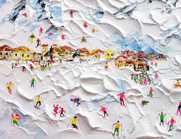 150の主題の芸術作品 Painting - 雪の山のスキーヤー ウォールアート スポーツ ホワイト スノー スキー 部屋の装飾 by Knife 17 詳細